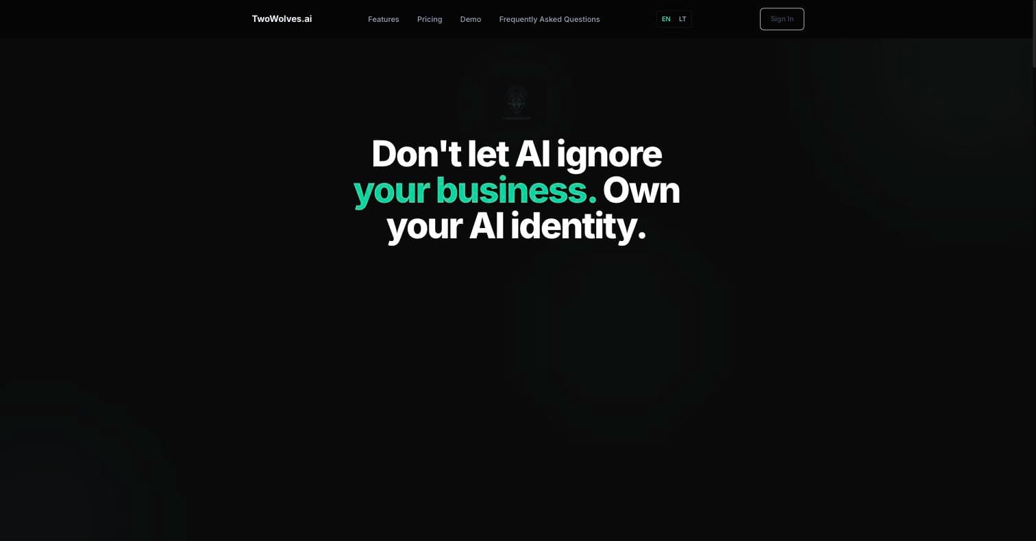 twowolves.ai — AI matomumo platforma su AI matomumo įvertinimu